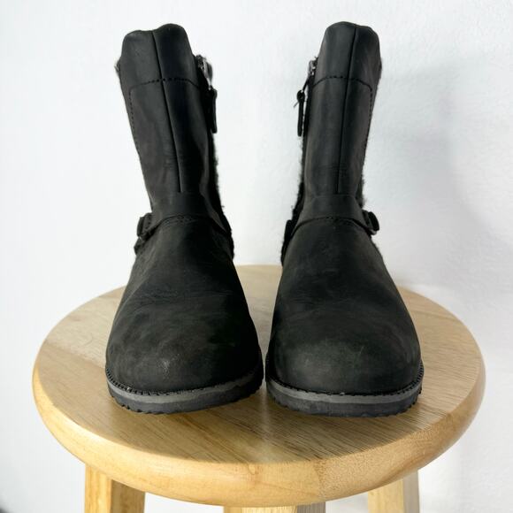 Eddie Bauer Black Leather & Wool Trace Ankle Boots Size 8 1/2 - Picture 7 of 8